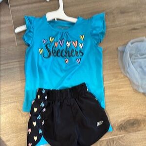 Skechers Blue Top and Black Shorts Set
